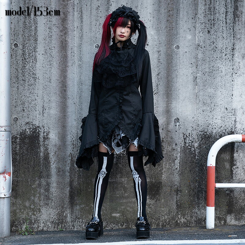 GOTHICシャツ ゴシック ゴス ゴスロリ フリル レース 姫袖 シャツ ブラウス