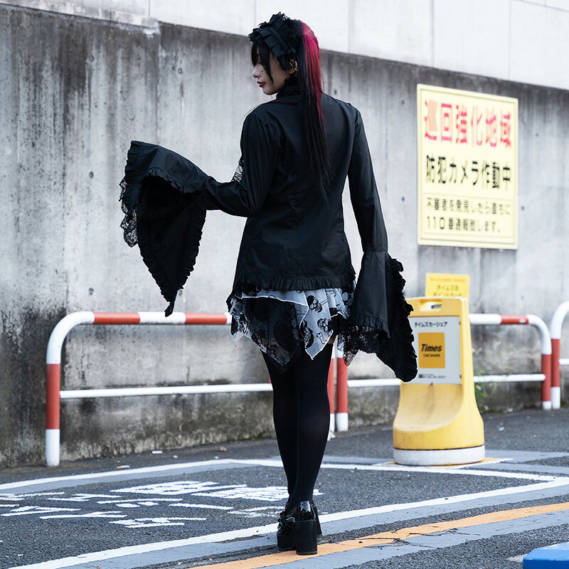 GOTHICシャツ ゴシック ゴス ゴスロリ フリル レース 姫袖 シャツ ブラウス