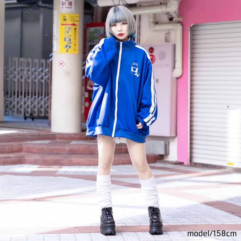輸血/薬瓶 ジャージジャケット ネイビー ジャージ トラックジャケット ブルゾン 長袖 原宿 韓国 原宿系 ファッション レディース メンズ かわいい 派手カワ サイドライン 刺繍 大きいサイズ ダンス 衣装 ヒップホップ ダンス衣装 個性的 ACDC RAG acdcrag-10016786 ACDC RAG 原宿竹下通り店 サンプル画像3