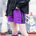 安心 ジャージショートパンツ パープル トラックパンツ ジャージ 原宿 韓国 原宿系 ファッション レディース かわいい 派手カワ サイドライン 刺繍 大きいサ...