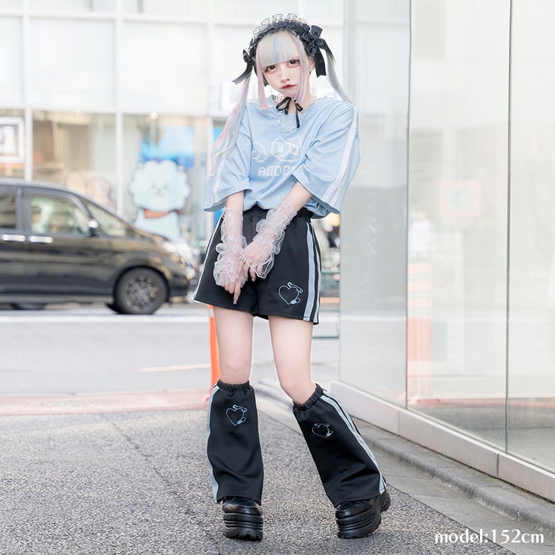 安心 ジャージショートパンツ BK/P.BL トラックパンツ ショーパン ジャージ 原宿 韓国 原宿系 ファッション レディース かわいい 派手カワ サイドライン 刺繍 大きいサイズ ダンス 衣装 ヒップホップ ダンス衣装 個性的 ACDC RAG [メール便可] acdcrag-10017204 ACDC RAG 原宿竹下通り店 サンプル画像3