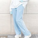 月 ジャージパンツ P.BL 10分丈 原宿 韓国 原宿系 ファッション レディース かわいい 派手カワ サイドライン フリル 天使界隈 魔法少女 パステル ゆ...