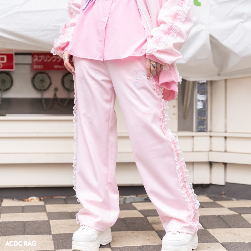 月 ジャージパンツ PI 10分丈 原宿 韓国 原宿系 ファッション レディース かわいい 派手カワ サイドラ..