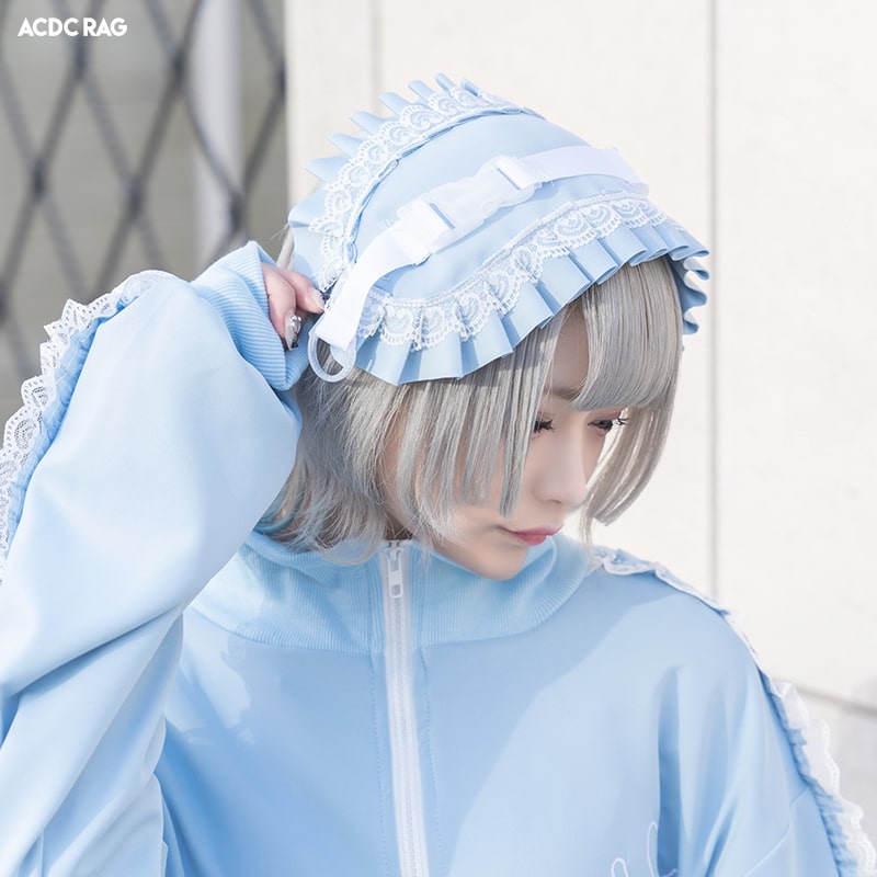 ジャージヘッドドレス P.BL 原宿 韓国 原宿系 ファッション レディース かわいい 派手カワ フリル 天使界隈 魔法少女 サブカル パステル ゆめかわいい ダンス 衣装 ヒップホップ ダンス衣装 個性的 ブルー 水色 大きいサイズ ACDC RAG [メール便可]のサムネイル