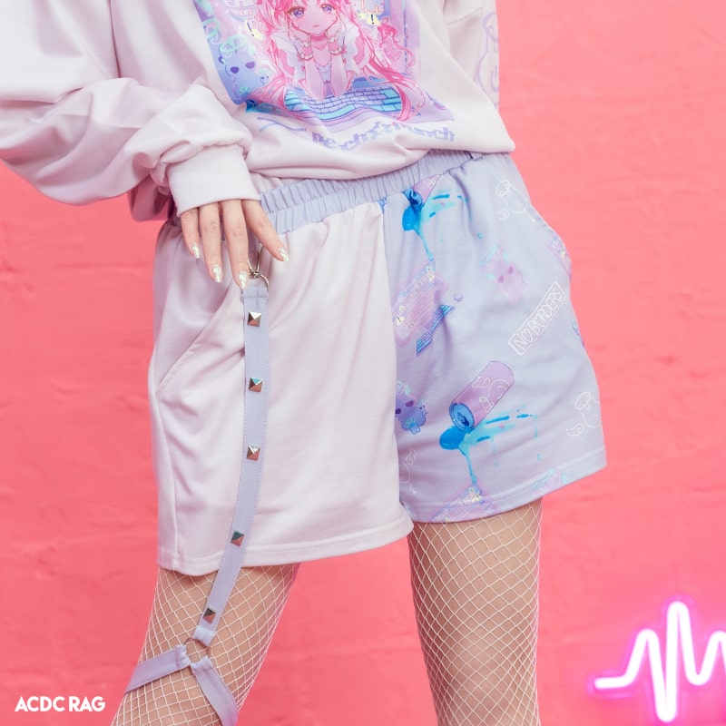 偶像天使 ショートパンツ ショーパン ファッション 原宿 原宿系 レディース ダンス 衣装 ダンス衣装 ガーター 天使 パステル ゆめかわいい ゆめかわ 地雷系 個性的 派手カワ PeachPunch ピンク 大きいサイズ ACDC RAG [メール便可]