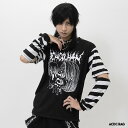 脳みそ少女 ロンT Tシャツ 長袖 原宿 原宿系 ファッション ichgochan いちごちゃん コラボ イラスト ボーダー プリント パンク ロック ダーク ホラー 個性的 ダンス 衣装 ダンス衣装 レディース メンズ ブラック ACDCRAG