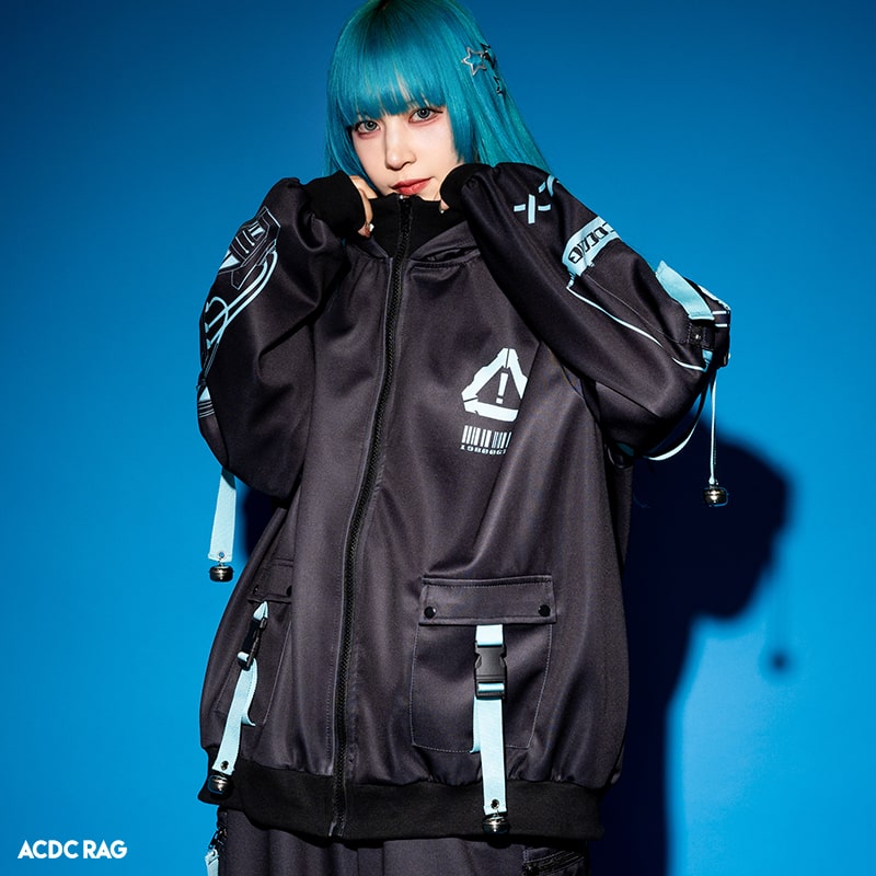 ERROR CODE ジャケット BLUE ブルゾン 長袖 原宿系 原宿 ライン ファッション パン