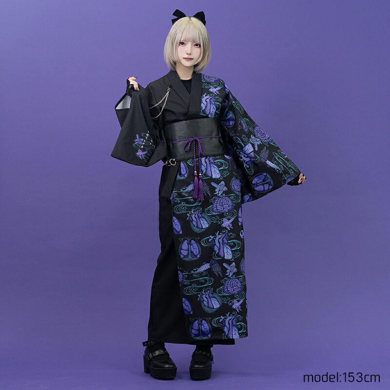 をち水 KIMONO 着物 浴衣 和風 原宿 原宿系 ファッション パンク ロック ダーク グロかわ 病み 病みかわいい 派手カワ リボン 総柄 和柄 金魚 大きいサイズ 衣装 個性的 サブカル メンズ レディース ACDC RAG