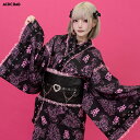 PUNKYバニー KIMONO 着物 浴衣 和風 原宿 原宿系 ファッション パンク ロック 地雷 地雷系 病み 病みかわいい 派手カワ リボン 総柄 ハート ...