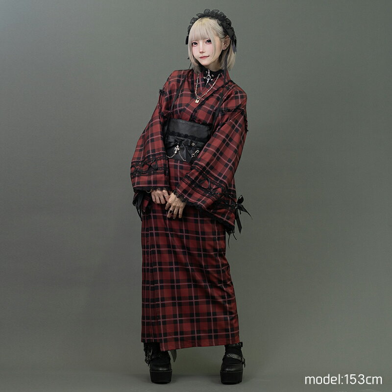 冥闇 KIMONO 着物 浴衣 和風 原宿 原宿系 ファッション パンク ロック V系 Y2K リボン 病み 病みかわいい ダーク タータンチェック 大きいサイズ 衣装 個性的 サブカル メンズ レディース ACDC RAG