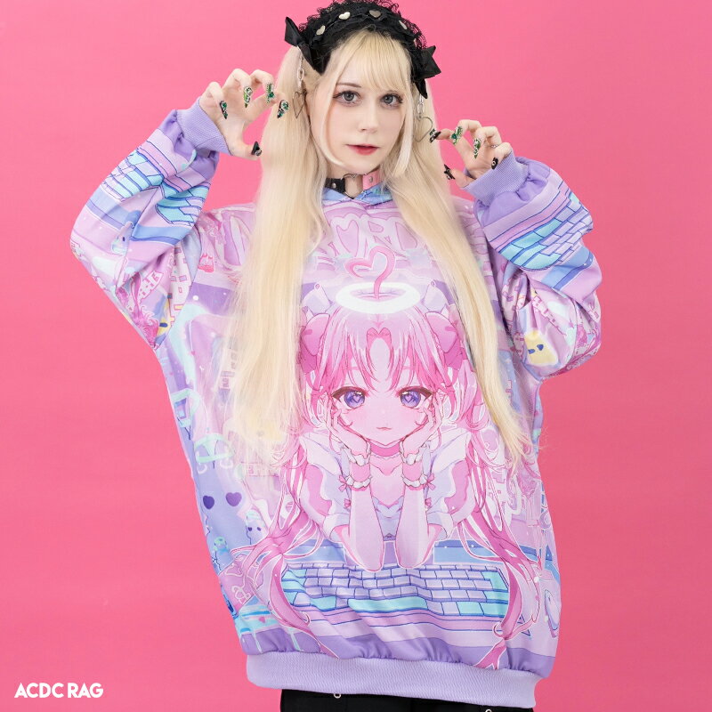 Rakuten - 偶像天使 パーカー 長袖 ファッション 原宿 原宿系 レディース メンズ ダンス 衣装 ダンス衣装 天使 パステル ゆめかわいい ゆめかわ 地雷系 個性的 派手カワ PeachPunch ピンク 大きいサイズ ACDC RAG