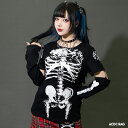 レントゲンロンT Tシャツ カットソー パーカー 長袖 ファッション 原宿 原宿系 レディース Y2K ロック パンク エモパンク 骸骨 ストリート ブラック レディース メンズ ACDC RAG(4)