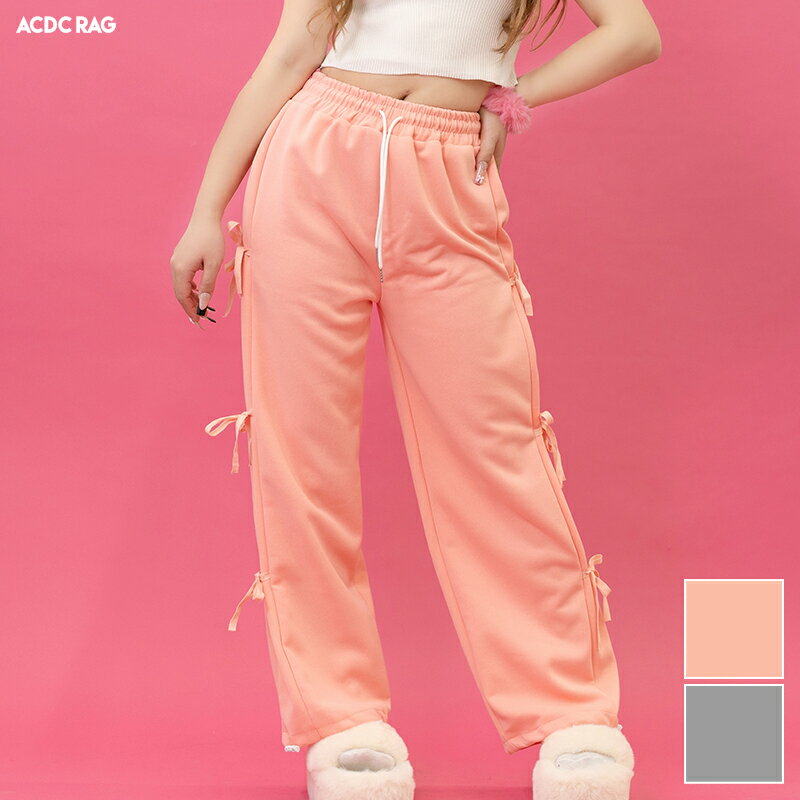 Rakuten - リボンパンツ 10分丈 韓国 韓国系 ファッション 原宿 原宿系 レディース Y2K リボン ポップ ファッション ストリート ピンク グレー ACDC RAG
