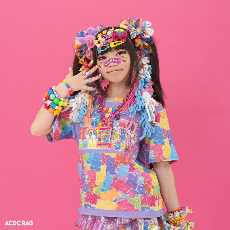 Rakuten - デコラブ チビT Tシャツ 半袖 ファッション 原宿系 原宿 デコラ カラフル くま グミ お菓子 ポップ かわいい 個性的 レディース メンズ マルチカラー 大きいサイズ ACDCRAG [メール便可]