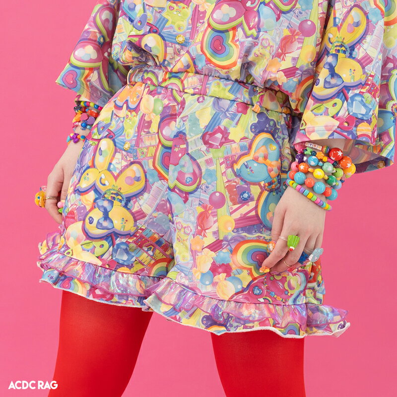 Rakuten - デコラブ ショートパンツ ショーパン ショート丈 ファッション 原宿系 原宿 デコラ カラフル くま グミ お菓子 ポップ かわいい 個性的 コットン レディース メンズ マルチカラー ACDCRAG