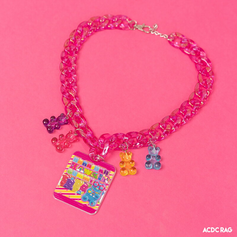 Rakuten - デコラブ ネックレス アクリル チェーン ファッション 原宿系 原宿 デコラ カラフル くま グミ お菓子 ポップ かわいい 個性的 レディース メンズ マルチカラー キッズサイズ ACDCRAG [メール便可]