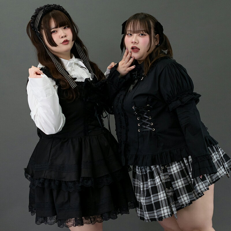 [プラスサイズ]リボンBワンピース 黒 ドレス 衣装 服 ゴシック ロリータ ゴス パンク ロック V系 バンギャ フリル リボン 原宿 原宿系 ファッション レディース メイド コスチューム コスプレ ブラック 大きいサイズ ACDC RAG acdcrag-10018620 ACDC RAG 原宿竹下通り店 サンプル画像2