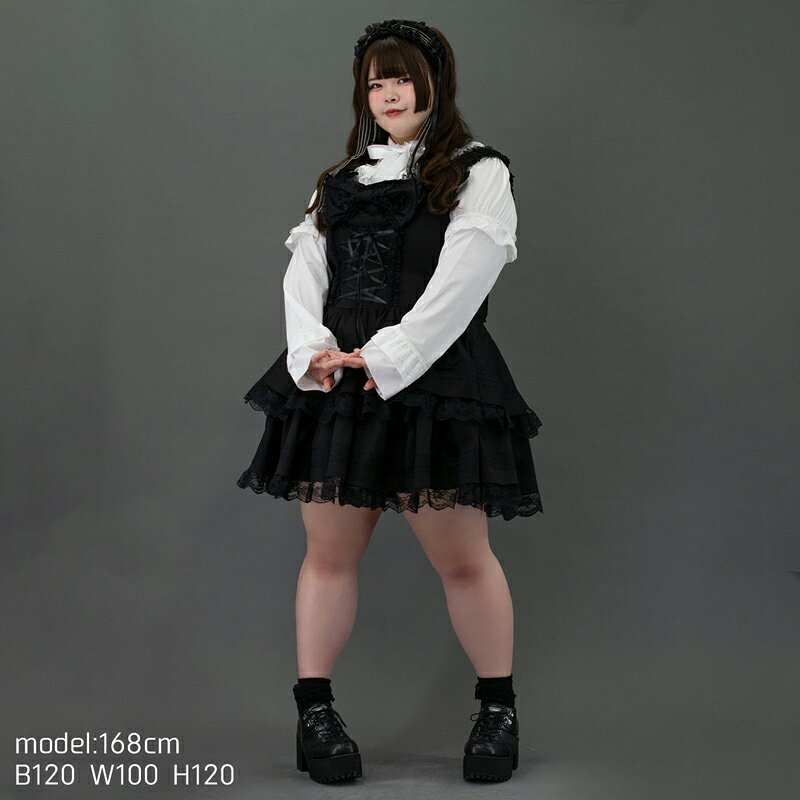 [プラスサイズ]リボンBワンピース 黒 ドレス 衣装 服 ゴシック ロリータ ゴス パンク ロック V系 バンギャ フリル リボン 原宿 原宿系 ファッション レディース メイド コスチューム コスプレ ブラック 大きいサイズ ACDC RAG acdcrag-10018620 ACDC RAG 原宿竹下通り店 サンプル画像3