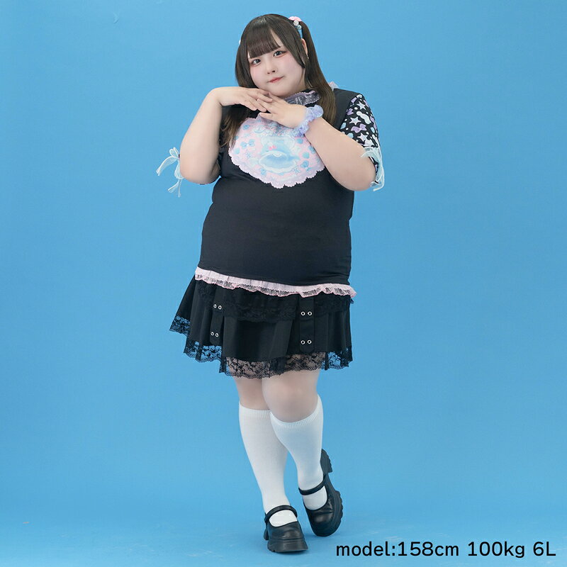Sugar Aquarium Tシャツ 半袖 ファッション 原宿系 原宿 パステル ファンシー ゆめかわ メルヘン 水族館 お砂糖 フリル レース リボン シュガーアクアリウム 個性的 レディース ブルー ブラック 大きいサイズ ACDC RAG [メール便可] acdcrag-10018715 ACDC RAG 原宿竹下通り店 サンプル画像3