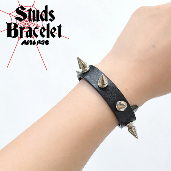 楽天ACDC RAG 原宿竹下通り店1連ニードルブレス スタッズ ブレスレット アクセサリー レディース メンズ パンク ロック ファッション 原宿系 黒 衣装 ダンス衣装 コスプレ 革 皮 合成皮革 合皮 ACDCRAG [メール便可]