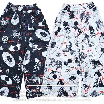 カブキワイドパンツ 和柄 漢字 日本語 カタカナ パンク ロック ファッション V系 病みかわいい 病み 原宿 原宿系 パンツ ワイドパンツ ロング メンズ レディース 派手カワ 個性的 かわいい ダンス 衣装 ヒップホップ ウエストゴム ACDC RAG