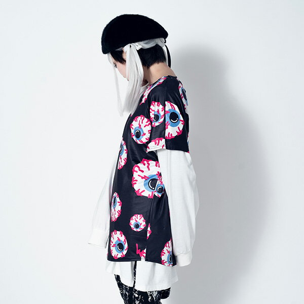 メダマ Tシャツ 原宿 原宿系 Tシャツ 半袖 夏 病みかわいい 派手カワ 総柄 かわいい ファッション メンズ レディース キッズ パンク ロック V系 ダンス 衣装 ダンス衣装 ヒップホップ 個性派 個性的 ACDCRAG [メール便可]