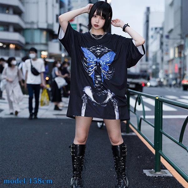 タレバタフライ ヒュージT Tシャツ 半袖 パンク ロック V系 ファッション バンギャ...
