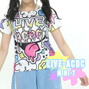 LIVE ACチビTシャツ Tシャツ レディース キッズ 原宿系 ファッション 個性派 個性的 半袖 ダンス 衣装 ヒップホップ 派手 カワ 柄 カラフル