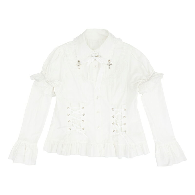 【未使用】BODY LINE　ブラウス　パンク服　フリーサイズ 洗える]二重織ガーゼドットブラウス(ブラウス・シャツ) | GIANNI