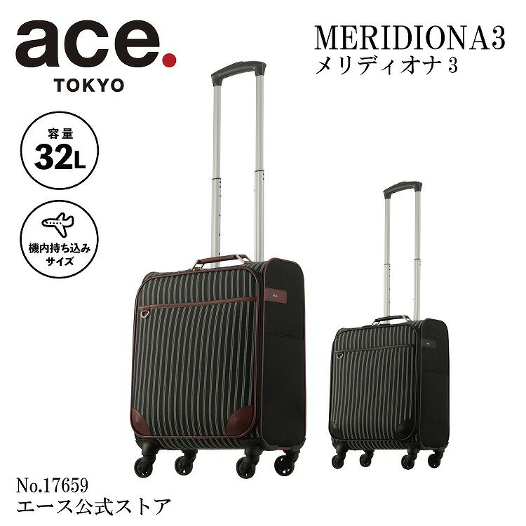楽天ACE Online Store 楽天市場店【対象商品お得なクーポン配布中】【エース公式】 ace. エース メリディオナ3 TR メンズ レディース ソフトキャリー キャリーバッグ 機内持ち込み 32L 抗菌加工 TS南京錠付属 17659