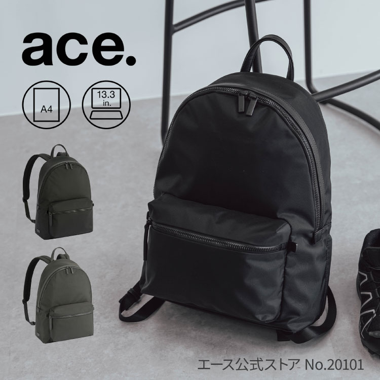 【 エース公式 】 ace. エース レノウ メンズ レディース リュックサック バックパック 2気室 A4ファイル 13.3インチノートPC セットアップ 多機能 シンプル 通勤 出張 おしゃれ ブラック 14L 20101