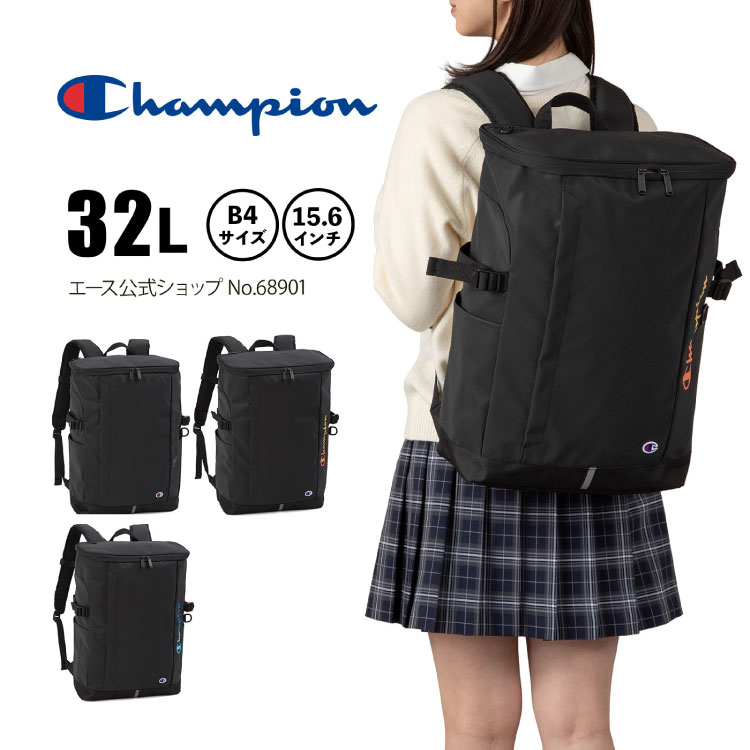 Rakuten - 【エース公式】 Champion チャンピオン リュック 6S03 メンズ レディース リュックサック バックパック バッグ B4 15.6インチノートPC 通学 通勤 中学生 高校生 大学生 ブラック 68901