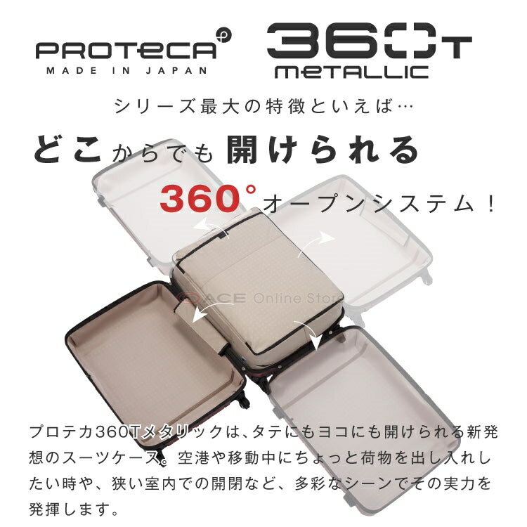 【 公式 】＼20日は0の付く日／スーツケース・キャリーバッグ 機内持ち込み 日本製 プロテカ／PROTECA 360T メタリック 33リットル タテにもヨコにも開けられる キャリーバッグ キャリーケース 02931