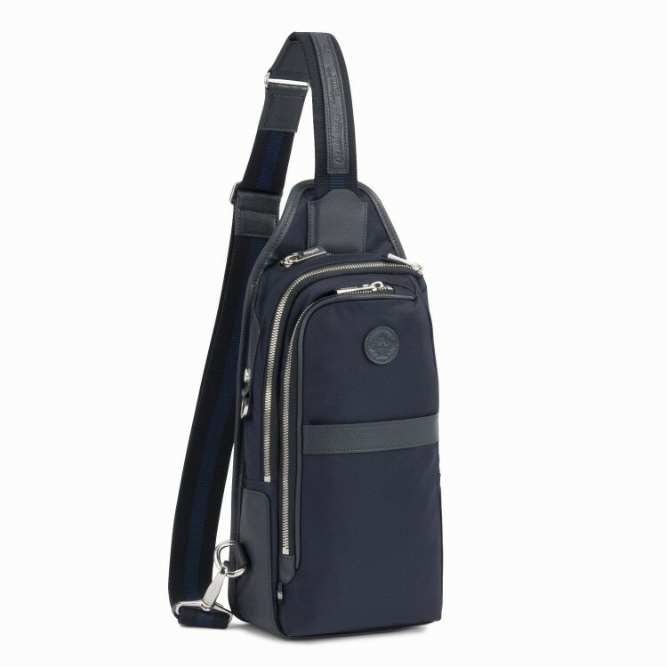 ［未使用］オロビアンコ　ネイビー クロコダイル型押し ボディバッグ NAOTO SATOH】マイクロスクエアボディバッグ クロコダイル型押しレザー