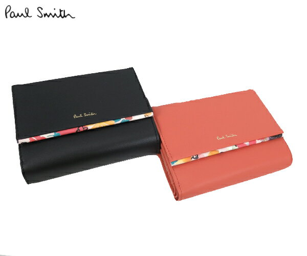 ポールスミス 財布（レディース） ポールスミス ペタルプリントトリム 二つ折り財布(PWD514)　Paul Smith)(ウォレット 牛革 二つ折り財布 レザー レディース ギフト)【ラッピング無料】★☆【あす楽】