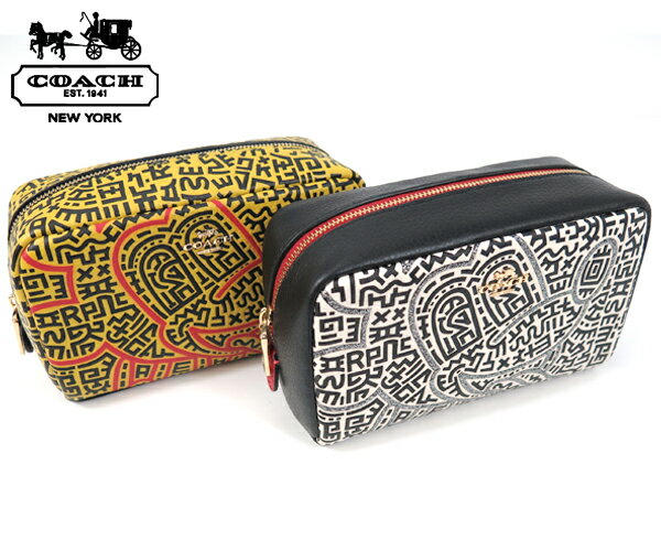 ディズニー コーチ(COACH) MICKEY x KEITH HARING 　スモールボクシー コスメティックケース(C7436)　【コスメポーチ マルチポーチ プチギフト レディース ミッキー　ディズニー　Disney　キースヘリング】★☆【あす楽】