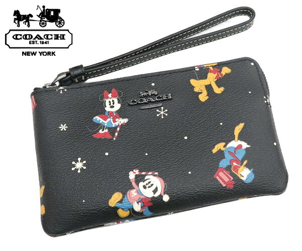 ディズニー コーチ(COACH) コーチxディズニー DISNEY コラボ ホリデイプリント コーナージップリストレット(CN031 QB/M2) 【マルチポーチ ミッキーマウス プルート Disney 2023 新作 限定モデル 新品 】★☆【あす楽】 ギフト プレゼント