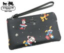 ディズニー コーチ(COACH) コーチxディズニー DISNEY コラボ ホリデイプリント コーナージップリストレット(CN031 QB/M2) 【マルチポーチ ミッキーマウス プルート Disney 2023 新作 限定モデル 新品 】★☆【あす楽】 ギフト プレゼント