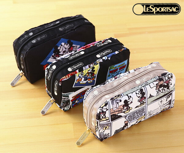 【LeSportsac×MICKEY MOUSE】ディズニーヴィンテージ スクエアポーチ【ミッキー 化粧ポーチ レクタングラーポーチ コスメポーチ レスポートサック レスポ レディース】★☆【あす楽】のサムネイル