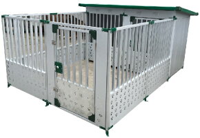 ドッグハウス(スチール製)DFD-2(床なし)(1坪タイプ)+【サークルハウスSGT-1】【別途、下記送料が必要です。】【決算処分価格】P19Jul15