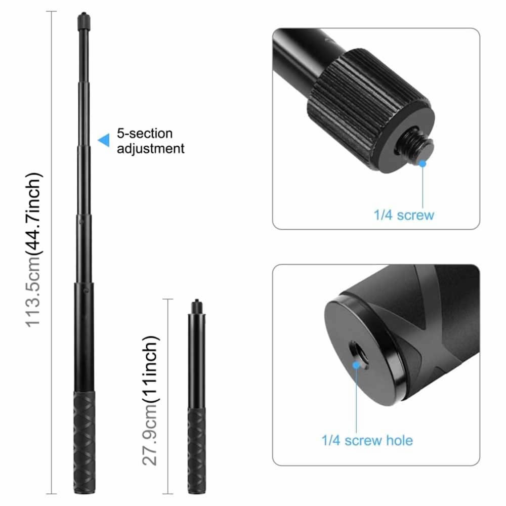 �����ȥХ� �Х��� �������� �ϥ�ɥ�С��ޥ���� �����֥饱�å� 27.9cm-113.5cm Ĺ��Ĵ���ǽ 1/4������ͥ�&���ݡ��ĥ����ޥ���ȥ����ץ����դ� For Gopro 12 11 10 9 8 7 DJI Action insta 360 ONE X/ONE/EVO OSMO POCKET �б� ��������