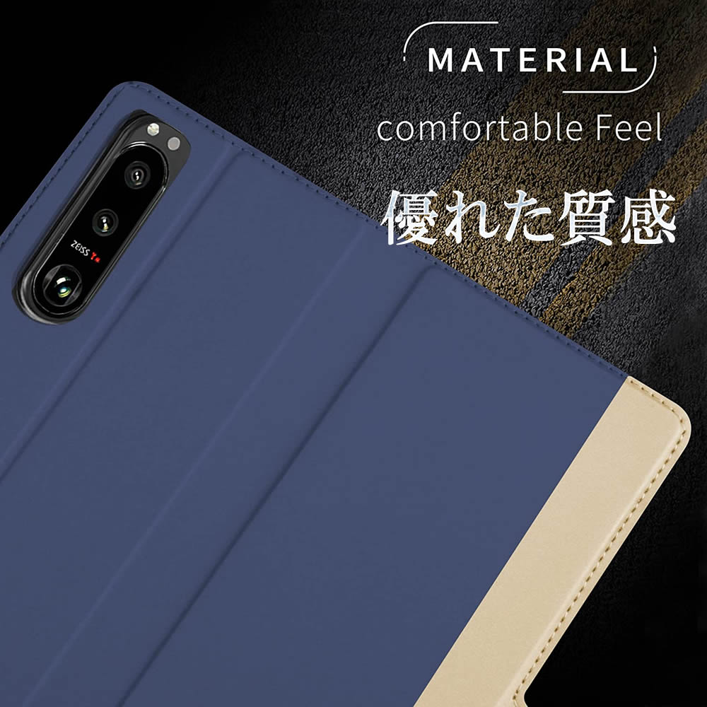 Xperia 5 IV SO-54C SOG09 ケース 手帳型ケース スマートフォンケース カバー マグネット ツートーンカラー ストラップ付き 定期入れ ポケット シンプル スマホケース スタンド機能 二つ折りケース