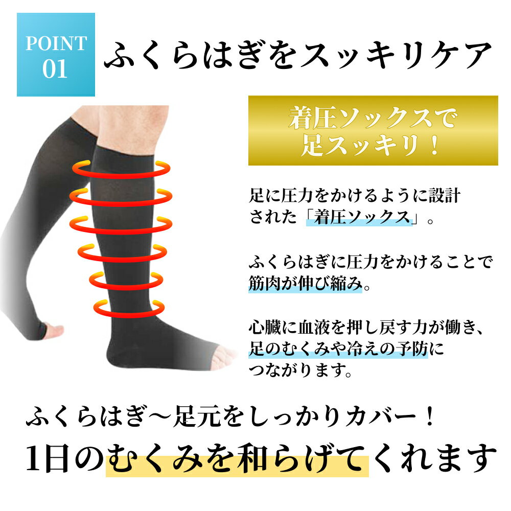 着圧ソックス 2足セット メンズ 弾性ストッキ...の紹介画像3