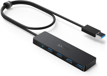 【正規品】Anker USB3.0 ウルトラスリム 4ポートハブ, USB ハブ 60cm ケーブル バスパワー 軽量 コンパクト MacBook / iMac / Surface Pro 等 ノートPC 他対応 USBハブ テレワーク リモート 在宅勤務