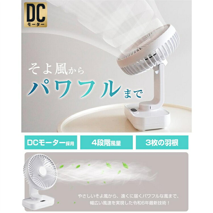 扇風機 サーキュレーター 自動首振り 軽量 卓上ベッド 静音 4段階風量調節 4000mAh大容量 USB充電式 LEDデジタル表示 節電 省エネ 卓上扇風機 熱中症対策 携帯扇風機 パワフル 熱中症対策 ミニ 車用 コンパクト 暑さ対策 acelit-10003332 Acelit楽天市場店 サンプル画像2