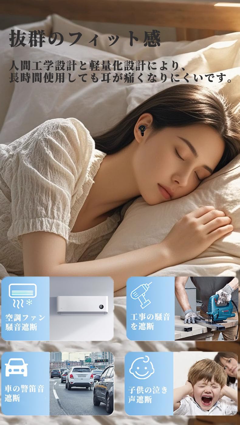耳栓 睡眠用 みみせん 完全遮音 ノイズキャンセリング 睡眠用イヤホン 耳の突破完全遮音 アラームが聞こえる耳栓 水洗い可能 安眠 聴覚過敏 イヤホンタイプ 耳せん めざまし いびき防止グッズ 勉強 仕事用/勉強/ライブ/旅行/機内用 収納ポーチ付 S M L acelit-10004431 Acelit楽天市場店 サンプル画像2