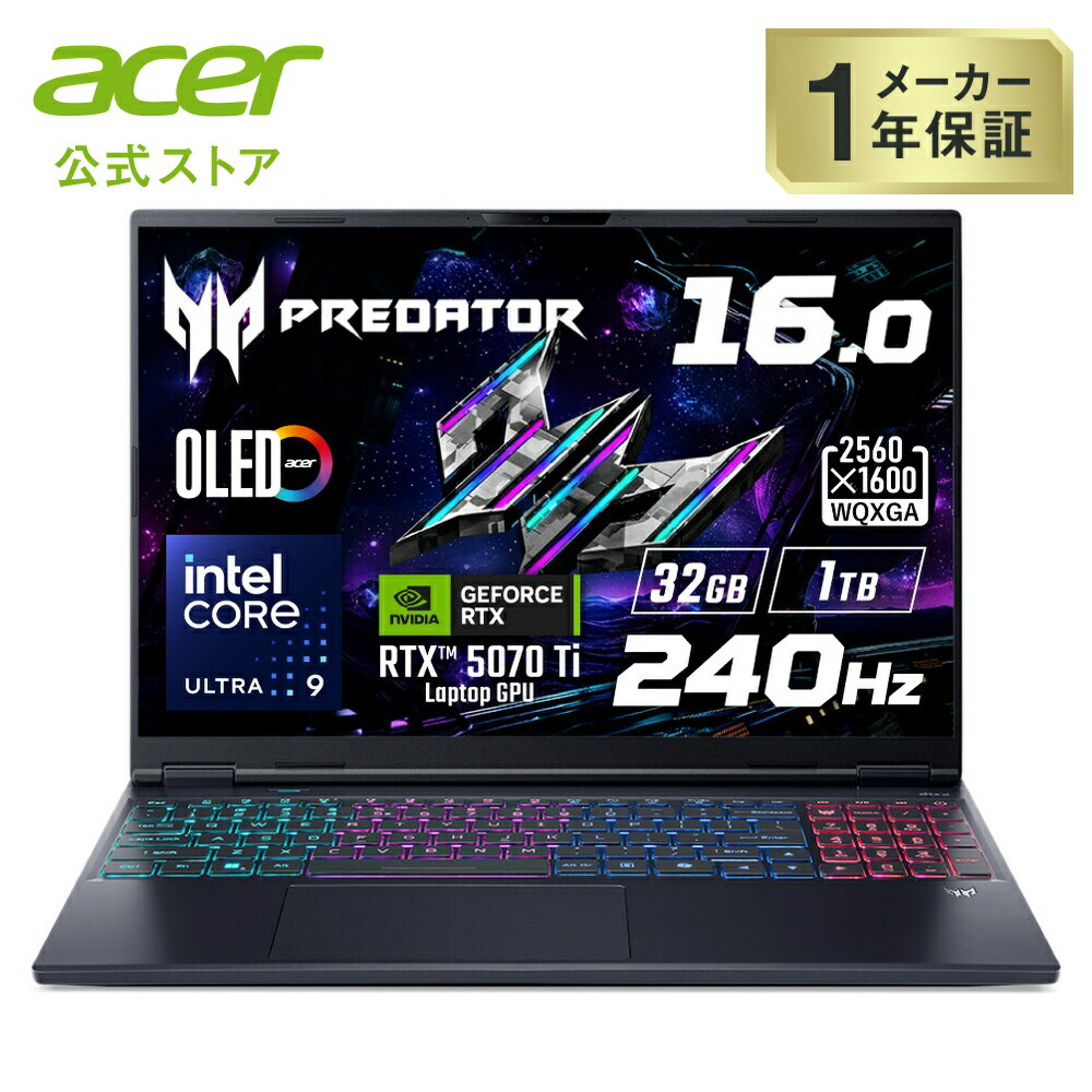 Acer Direct ŷԾŹ㤨Acer Core Ultra 9 275HX RTX 5070 Ti OLED 32GB꡼ 1TB SSD 16 WQXGA 240Hz  5 AeroBlade 3Dե DCI-P3 100 WiFi 6E Windows 11 ѻܡ ߥ󥰥Ρȥѥ Predator Helios Neo 16S AI PHN16S-71-H93Z57T/EפβǤʤ399,800ߤˤʤޤ