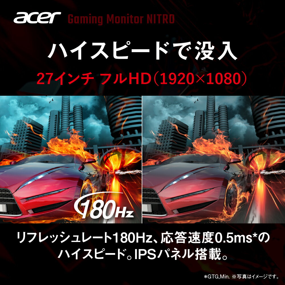 Acer ゲーミングモニター Nitro XV270M3bmiiprx 27インチ IPS 非光沢 フルHD 180Hz 1ms （GTG）/0.5ms （GTG, Min.） PC/PS5/Xbox X/S向き HDMI 2.0 VESAマウント対応 スピーカー内蔵 ヘッドホン端子 ピボット機能　高さ調整 2