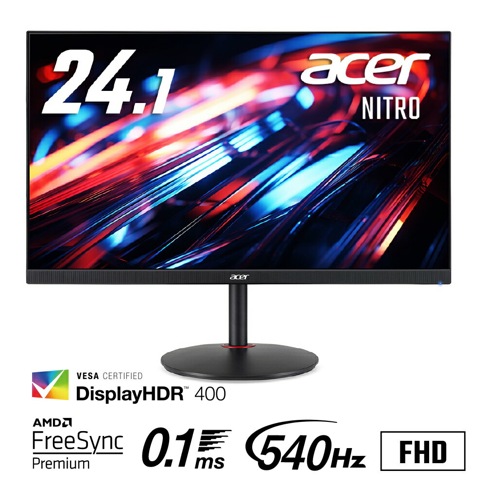 Acer ゲーミングモニター Nitro XV240YM3bmiiprx 23.8インチ IPS 非光沢 フルHD 180Hz 1ms （GTG）/0.5ms （GTG, Min.） PC/PS5/Xbox X/S向き HDMI 2.0 VESAマウント対応 スピーカー内蔵 ヘッドホン端子 ピボット機能　高さ調整