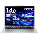 Acer ノートパソコン Swift Go 14 Core Ultra 5 OLED DCI-P3 100% WUXGA 16:10 16GBメモリ 512GB SSD 14インチ 薄型軽量 アルミニウム 1.28Kg 13.5時間駆動 360万画素 Webカメラ スライドカバー付 Wi-Fi 7対応 日本語キーボード Copilotキー ピュアシルバー SFG14-74-N56Y